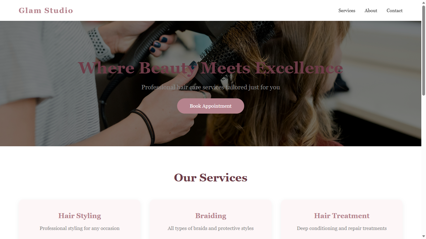 Glam Studio website screenshot