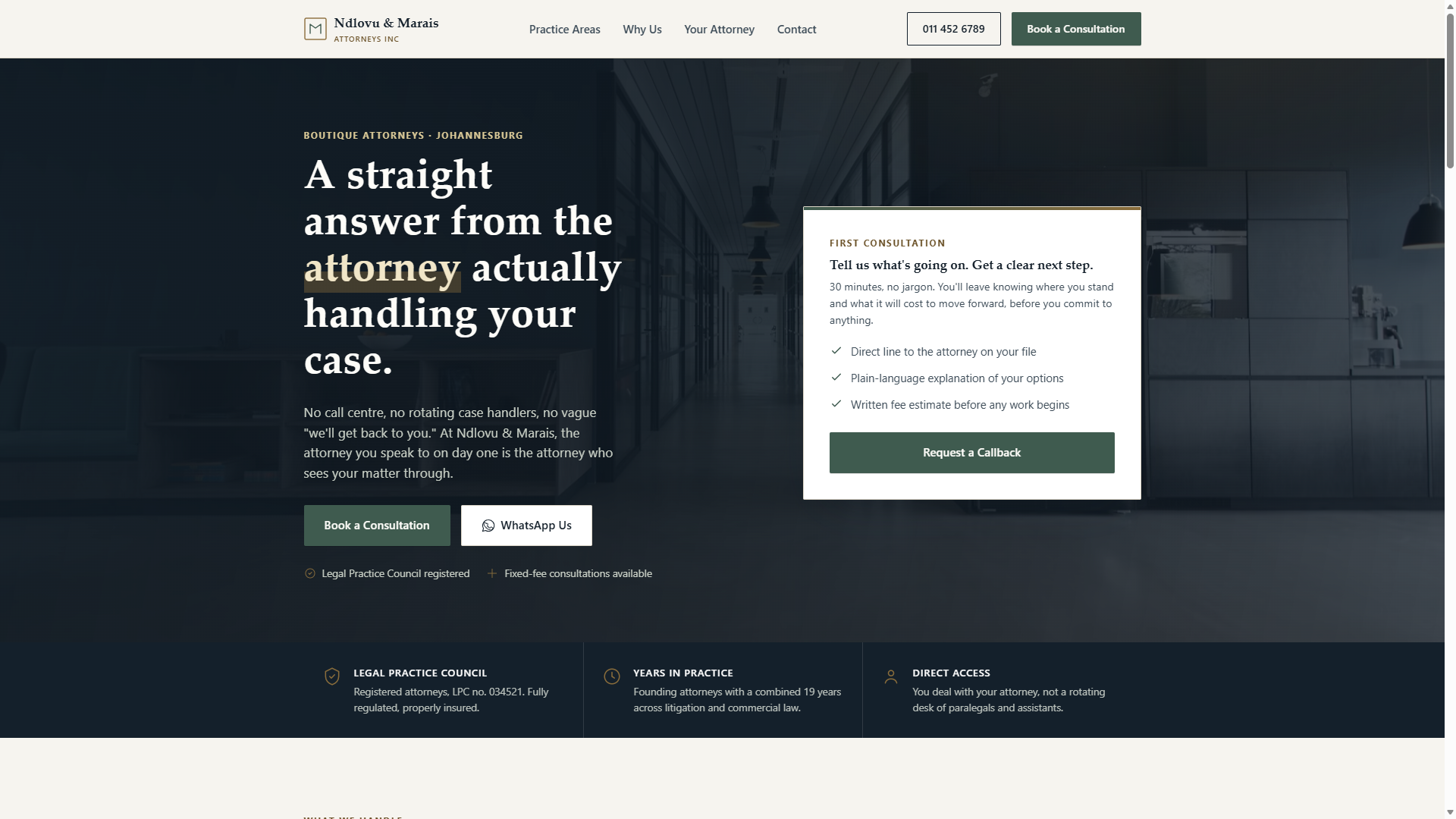 Ndlovu Attorneys Inc website screenshot