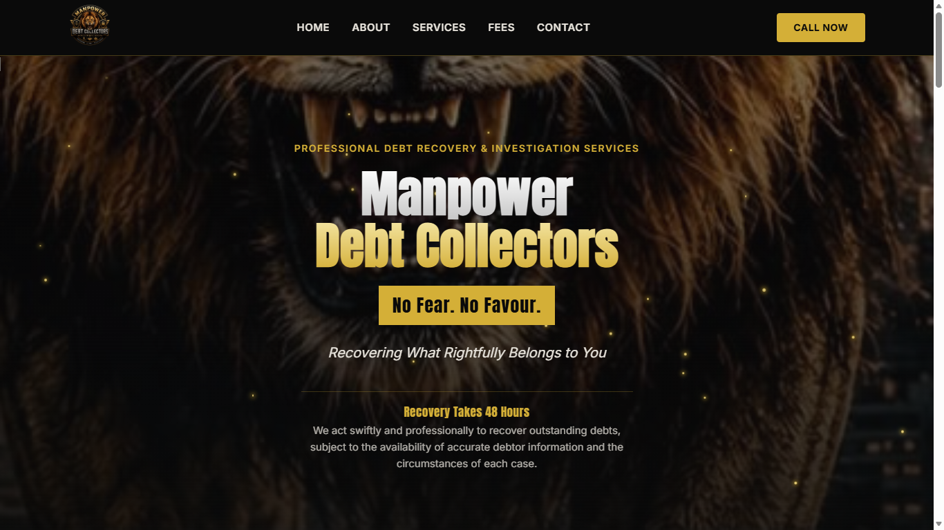 ManPower Debt Collectors website screenshot